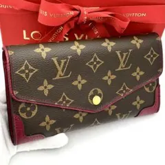 ☆極美品☆路易威登 長夾 Monogram 壓紋 Portefeuille Sarah 棕色 玫瑰