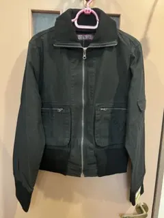 新品　キッズ　薄いデニム素材　ジップアップ　ブルゾン　黒　12(160)