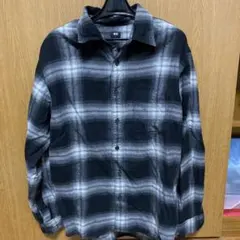 UNIQLO ブラックグレー チェックネルシャツ L