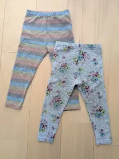 レギンスセット ストライプ 花柄 90cm