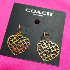 COACH 透かしハート ピアス、美品のサムネイル
