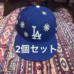 LA 花柄刺繍 ベースボールキャップ ネイビー ＆別キャップセットのサムネイル