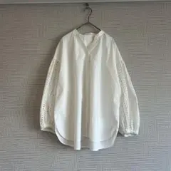 《美品》URBAN RESEARCH☆レース切替袖ボリュームシャツ ホワイト