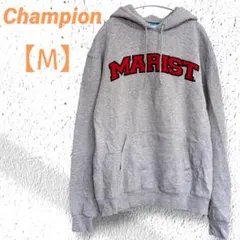 古着　Champion　パーカー　【М】　ライトグレー　ロゴ　裏起毛