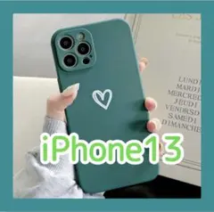 iPhone13 iPhoneケース グリーン ハート 手書き 緑 シンプル
