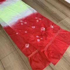 赤・蛍光黄色グラデーション しぼり兵児帯