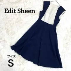 【Edit Sheen 】エディットシーン バイカラー フレアワンピース Sのサムネイル