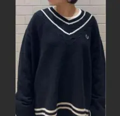 ✨美品✨ フレッドペリー　ケーブルニット　ビームス　コラボ　M　黒　刺繍ロゴ