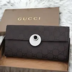 新品未使用　箱付き　GUCCI グッチ　長財布　キャンバス　GG ダークブラウン