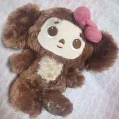 赤いリボン　チェブラーシカ✕Hello Kitty ぬいぐるみ ブラウン