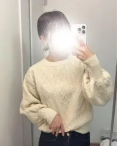 MAJESTIC LEGON バックリボンケーブルニット（アイボリー）