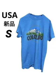 USA COLORADO メンズレディースプリント Tシャツ 青Sサイズ