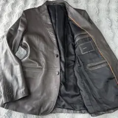 Licorice レザーテーラードジャケット 羊革 ダークブラウン LLサイズ