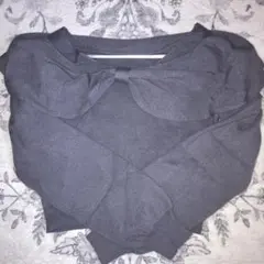 リボン ニット グレー