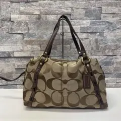 極美品 希少 COACH コーチ トートバッグ キャンバス レザー ブラウン