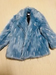 水色　ファーコート　Mサイズ
