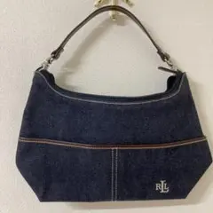 【美品】希少　ローレンラルフローレン　デニム　ハンドバッグ 紺色　ワンショル