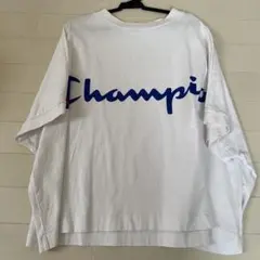 Champion ホワイト 五分袖 Tシャツ