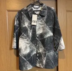 新品未使用 ZARA ザラ プリント デニム オーバーサイズシャツ