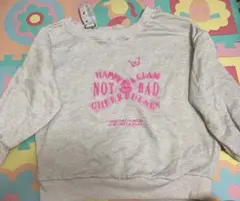 グレー プリント入り ワンショルダースウェット 裏起毛