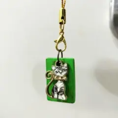 ハンドメイドストラップ、猫デザイン、猫柄、ストラップ