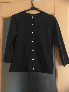 スタディオクリップ カーディガン 黒×ネイビー ボーダー