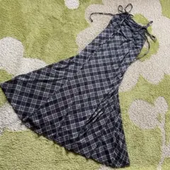 キャミワンピース チェック 裏地付き