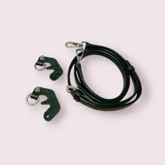 レザーショルダーストラップ ブラック×シルバー