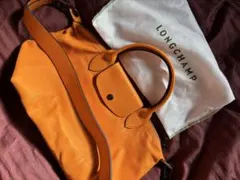 LONGCHAMP レザー オレンジ ショルダーバッグ,保存袋付き