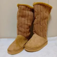 レディース ニット編み ムートンブーツ Lサイズ