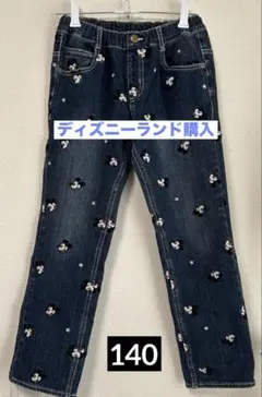 ディズニーランド ダディオダディ 140 ミッキー 刺繍 デニムパンツ ジーンズ