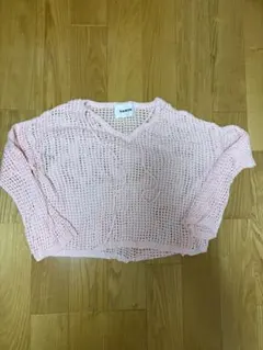 nemne メッシュニット 長袖 ピンク