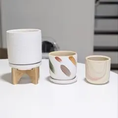 観葉植物 陶器鉢 鉢カバー 3個set