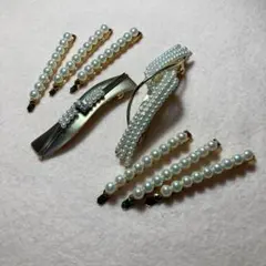 パール バレッタ ヘアピン ゴールド まとめ売り