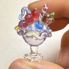 ガラス細工 ミニチュア 置物 ペンダントトップ ハンドメイドパーツ大パフェ294 ガラス細工 ミニチュア 置物 ペンダントトップ ハンドメイドパーツ大