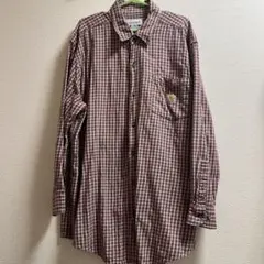 Carhartt ネルシャツ XL チェック 赤黒ベージュ 人気配色 厚手 古着