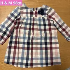 チェック柄長袖ワンピース 100㎝