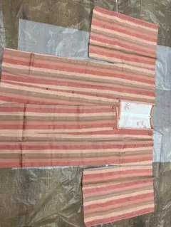 未使用しつけ糸付き 道行コート 和装雨コート 正絹 桃色　ストライプ