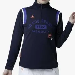 新品 L lecoq golf ジップアップ シャツ 鈴木愛プロ着用モデル 紺