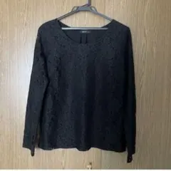 コムサイズム　トップス　ブラック　レース　オフィスカジュアル　通勤　秋冬