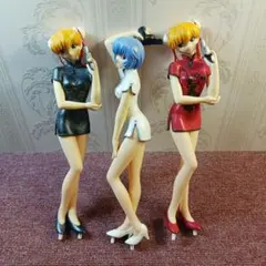 エヴァンゲリオン 、レイ&飛鳥 チャイナドレス フィギュア3体セット
