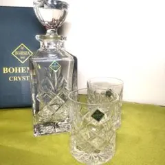 未使用品 クリスタルグラス デキャンタ ウイスキーグラス オールドグラス 2客
