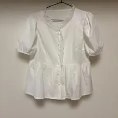 ホワイト ペプラムシャツ Sサイズ