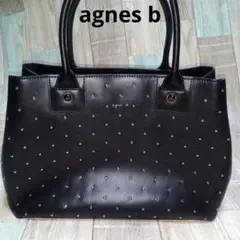 美品　agnes b 　トートバッグ　アニエスベー　ブラック　スタッズ　牛革