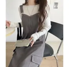 クラシカルエルフ　新品タグ付き・綿100％配色ステッチロング丈ジャンパースカート