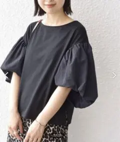 SHIPS 〈手洗い可能〉タフタ スリーブ ボリューム デザイン カットソー