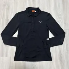 PUMA ブラック 長袖ポロシャツ レディースS