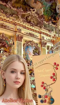 14kgf 珊瑚 稀少貴重　オイスターコッパーターコイズ　ピアス　誕生石　贈り物