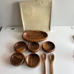 木製食器 サラダボウル 大小セット スプーン フォーク