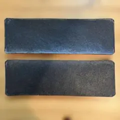 寺田昭洋 隅切りプレート 長角皿 2枚セット 黒 作家もの 陶器 器 長皿 角皿